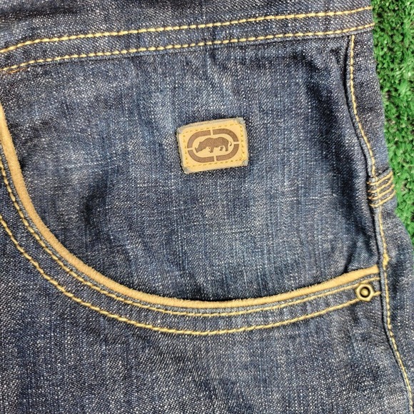 Ecko Unltd. Mens Classic Straight Jeans Blue 5 Pocket Baggy Fit Stitching 40x32 - Picture 7 of 10